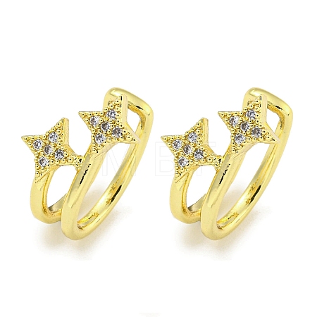 Brass Micro Pave Cubic Zirconia Cuff Earrings EJEW-C104-065G-1
