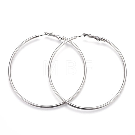 Non-Tarnish 201 Stainless Steel Hoop Earrings X-EJEW-F188-24P-D-1