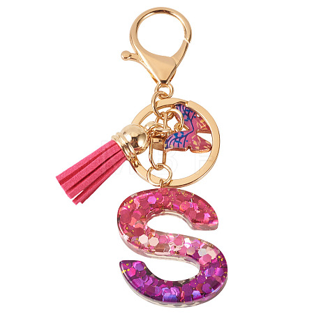 Alloy Resin Butterfly Keychains KEYC-TADJ0002-02G-S-1