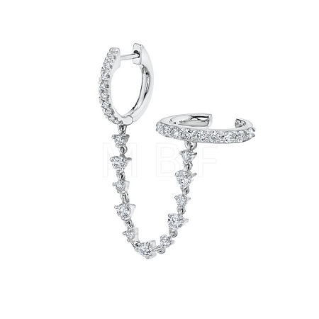 Brass Cubic Zirconia Hoop Earrings FS-WGC777E-02-1