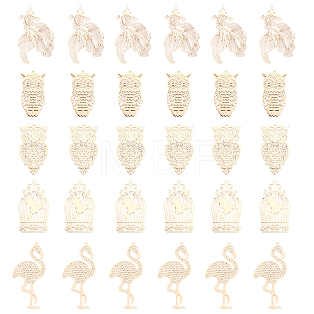 30Pcs 5 Style Brass Pendants KKC-CA0001-10-1