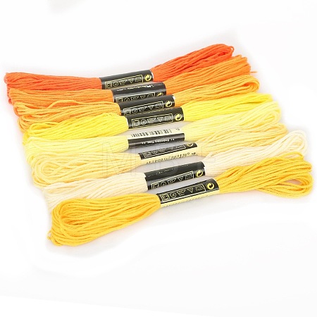 8 Skeins 8 Colors Gradient Color 6-Ply Cotton Embroidery Floss PW-WG66837-04-1