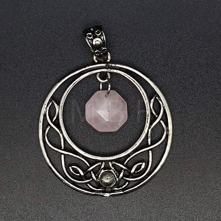 Natural Rose Quartz Faceted Hexagon Pendants PW-WGD21FA-06-1