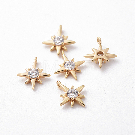 Brass Cubic Zirconia Charms X-KK-S350-285-1