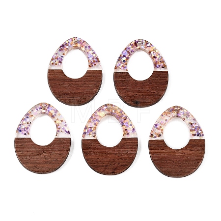 Epoxy Resin & Walnut Wood Pendants RESI-T057-12B-1