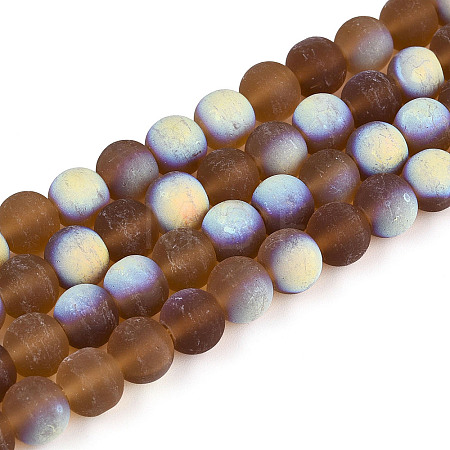 Frosted Transparent Glass Beads Strands GLAA-T032-T8mm-MBB23-1