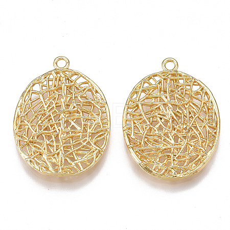 Brass Filigree Pendants X-KK-T038-32G-1