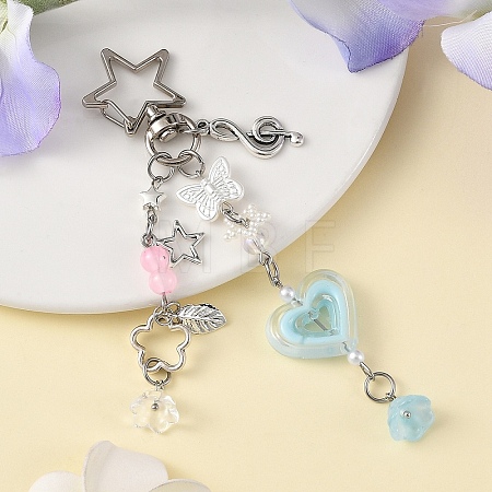 Alloy & Acrylic & Glass Pendant Decorations HJEW-YW00436-03-1