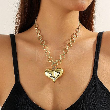 CCB Plastic Heart Pendant Necklaces with Alloy OT Clasps for Women FS-WGB3FE7-08-1