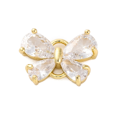 Brass Clear Cubic Zirconia Connector Charms/Links FIND-L019-07G-04-1