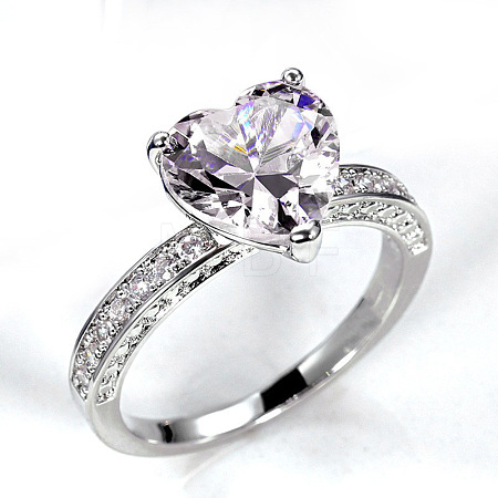 Brass Micro Pave Cubic Zirconia Finger Rings for Women FS-WGC99AF-05-1