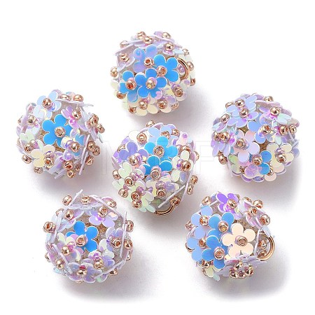 PVC Plastic Paillette with Glass Seed Beaded Pendants FIND-G058-01C-1