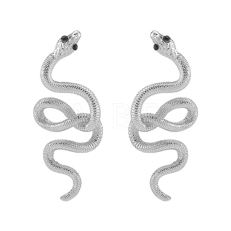 Snake Alloy Rhinestone Stud Earrings FS-WG9AB0E-02-1