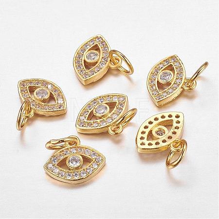 CZ Brass Micro Pave Cubic Zirconia Evil Eye Charms ZIRC-L018-10G-1
