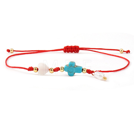 Plastic Imitation Pearl Charm Bracelets GR7958-3-1