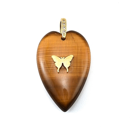 Natural Tiger Eye Pendants G-G470-02G-03-1