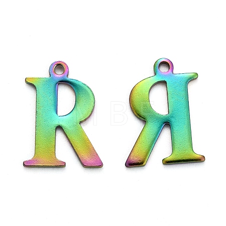 Ion Plating(IP) 304 Stainless Steel Alphabet Charms STAS-H122-R-M-1