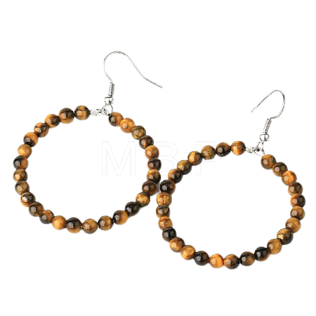 Fashionable Natural Tiger Eye Hoop Earrings for Women KJ9273-3-1