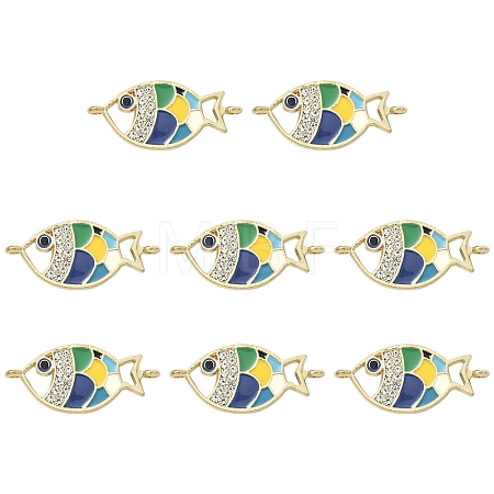 10Pcs Alloy Enamel Fish Links Connectors ENAM-YW0005-86B-1
