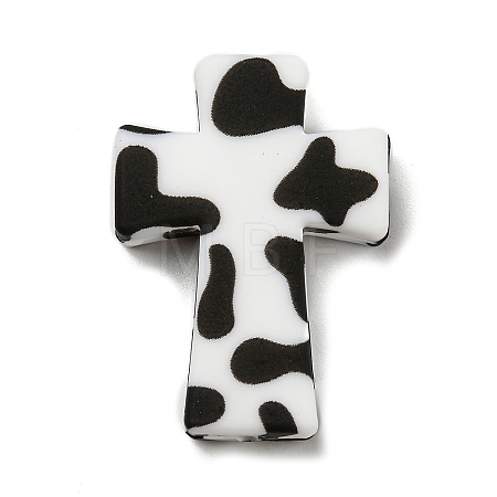 Cross with Cow Silicone Focal Beads SIL-G006-02D-1