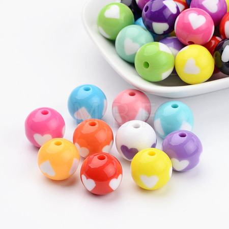 Mixed Color Heart Acrylic Beads for Chunky Necklaces X-YPL454-1