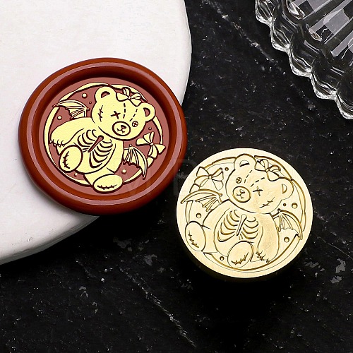 Golden Tone Wax Seal Brass Stamp Heads AJEW-U008-01G-01-1