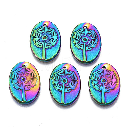 Rack Plating Rainbow Color 304 Stainless Steel Pendants Rhinestone Settings STAS-S119-120-1