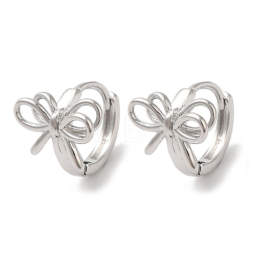 Bowknot Brass Hoop Earrings for Women EJEW-U008-13P-1