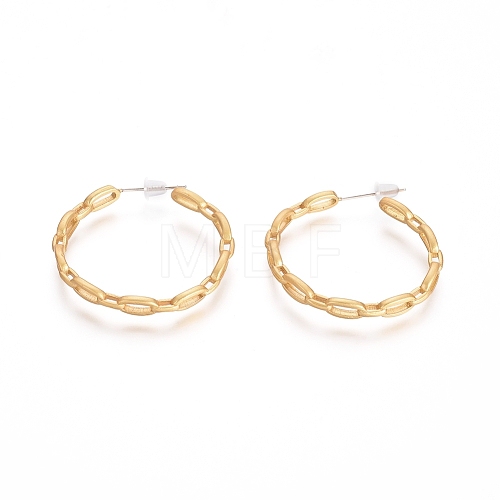 Semicircular Brass Cable Chain Stud Earrings EJEW-E196-06MG-1