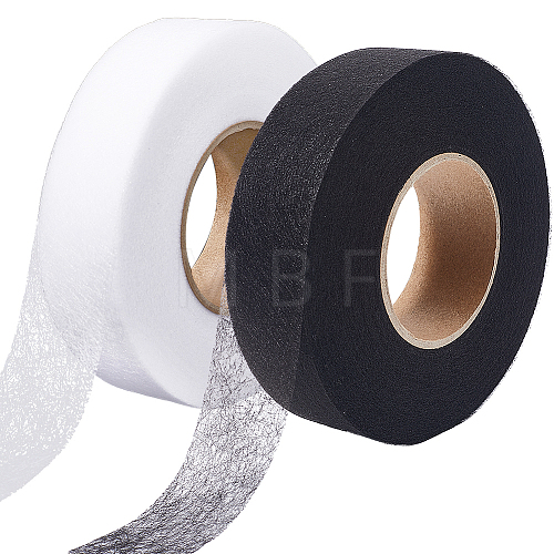 Gorgecraft 2 Rolls 2 Colors Non-woven Fabric Polyamide Double-sided Hot Melt Adhesive Film DIY-GF0009-33A-1