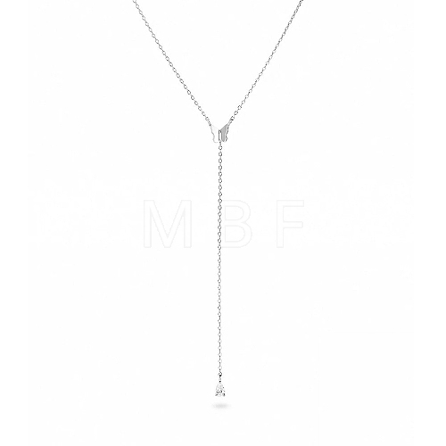 S925 Silver Butterfly Chain Necklace with Diamond Tassel Lock Collar OL9104-2-1