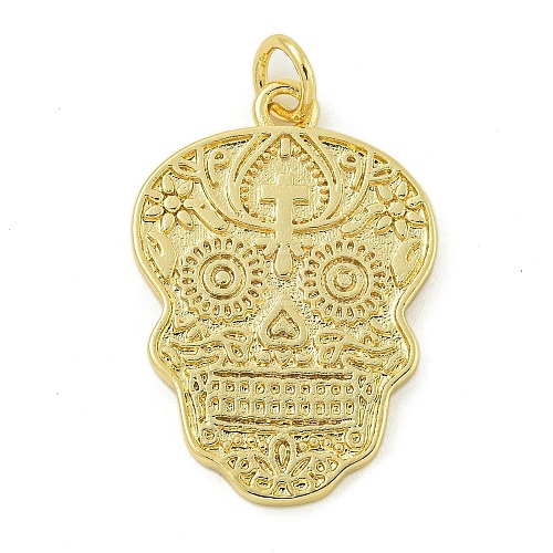 Halloween Theme Rack Plating Brass Pendants KK-Z067-18G-02-1