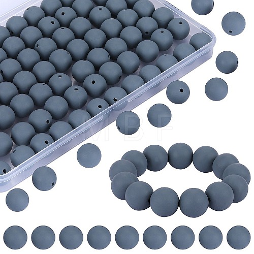 80Pcs Round Silicone Focal Beads SIL-SZ0001-24-07-1