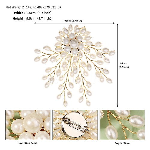 ABS Imitation Pearl Acrylic Flowers Brooch PW-WG53798-02-1