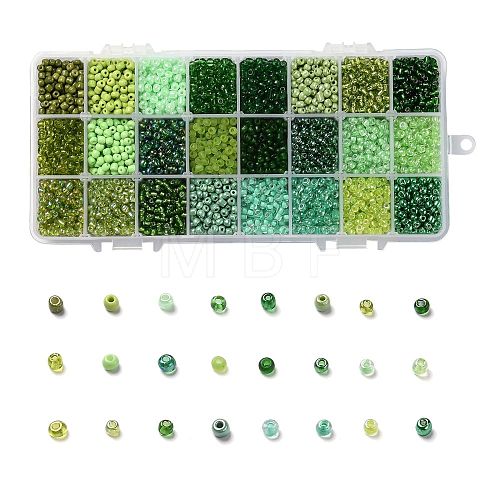 Green Series 600G 24 Colors Glass Seed Beads SEED-JP0008-04-4mm-1