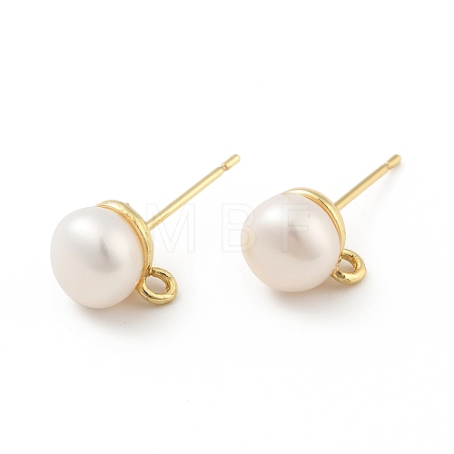 Natural Pearl Stud Earrings Findings X-KK-B059-33G-1