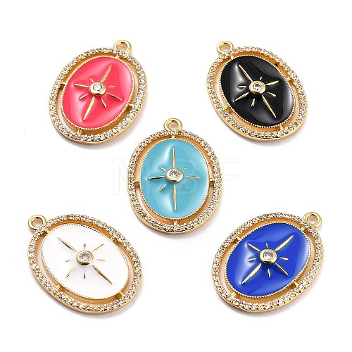 Golden Plated Brass Micro Pave Clear Cubic Zirconia Pendants ZIRC-L097-026-G-1