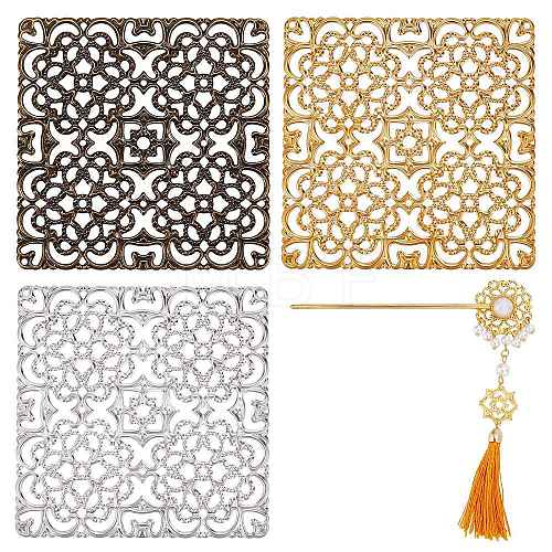 CHGCRAFT 12Pcs 3 Colors Alloy Filigree Joiners Findings FIND-CA0004-94-1