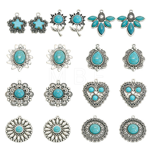 18Pcs 9 Style Tibetan Style Alloy Pendants FIND-TA0003-76-1