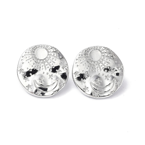 Tarnish Resistant 304 Stainless Steel Sun with Moon Stud Earrings for Women EJEW-F300-06P-1