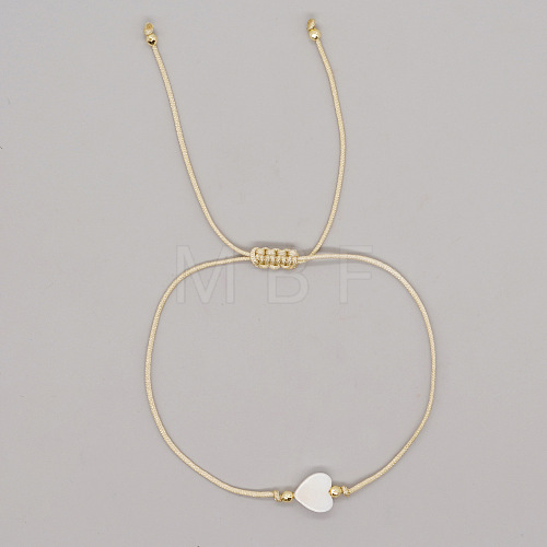 Easter Heart Shell & Brass Braided Cord Bracelets OU0830-3-1
