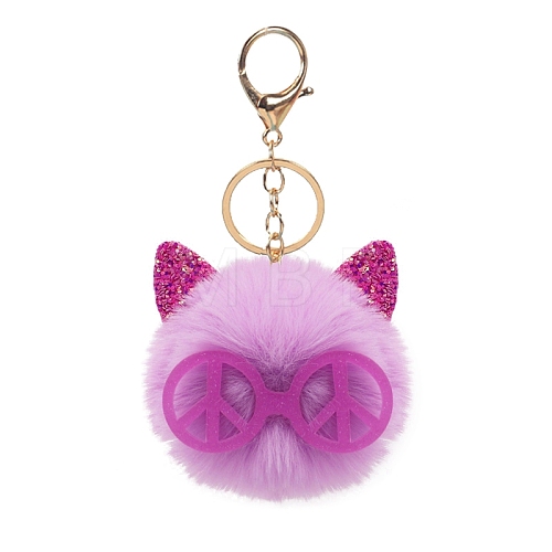 Cat Polyester Furry Pom-Pom Keychain for Women PW-WG2D274-02-1