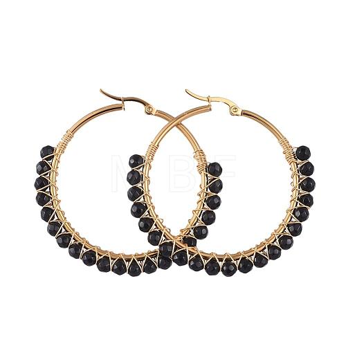 Beaded Hoop Earrings EJEW-JE03830-04-1