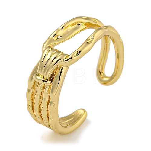 Knot Brass Open Cuff Rings for Women RJEW-Z050-04G-1