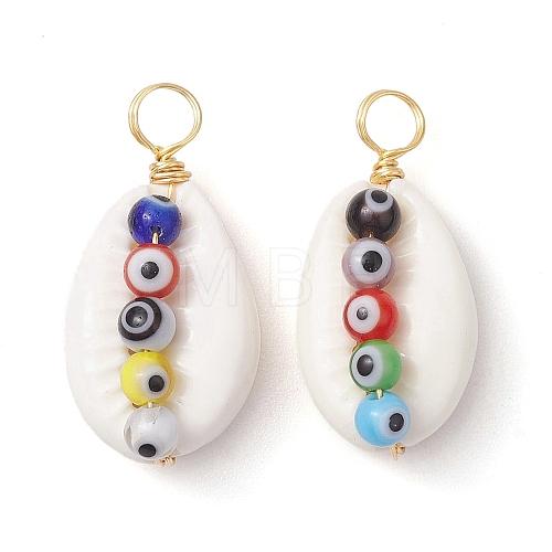 Natural Cowrie Shell Pendants PALLOY-JF02663-1