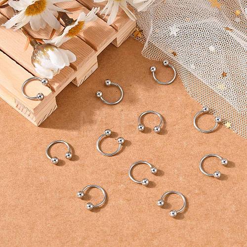 Non-Tarnish 316L Surgical Stainless Steel Circular/Horseshoe Barbell with Round Ball AJEW-P002-07-1