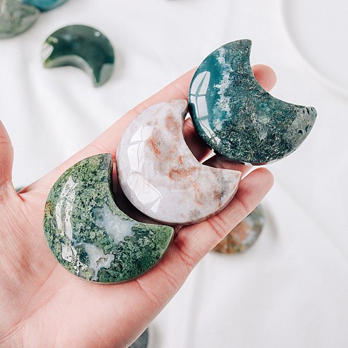 Natural Moss Agate Home Display Decorations G-PW0007-121B-1