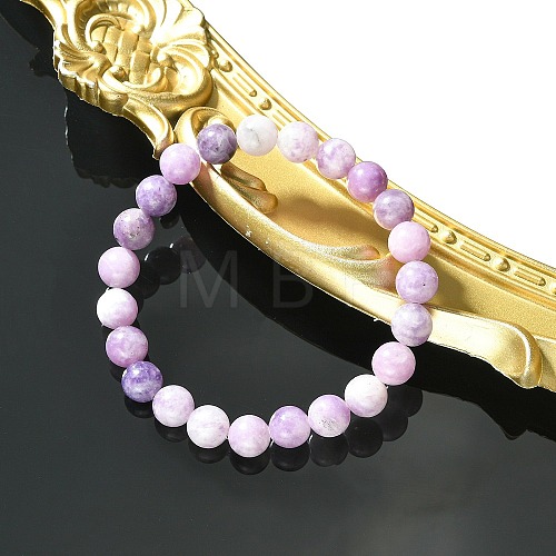 Natural Lepidolite Stretch Beaded Bracelets G-A185-01U-1