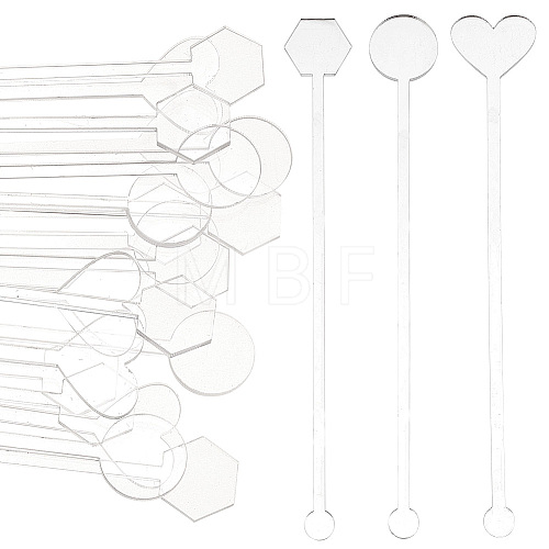  30Pcs 3 Style Transparent Acrylic Stirring Rods TACR-NB0001-30B-1