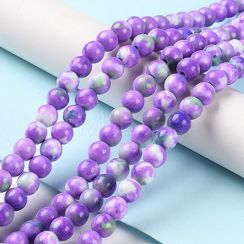 Synthetic Ocean White Jade Beads Strands G-L019-6mm-01-1